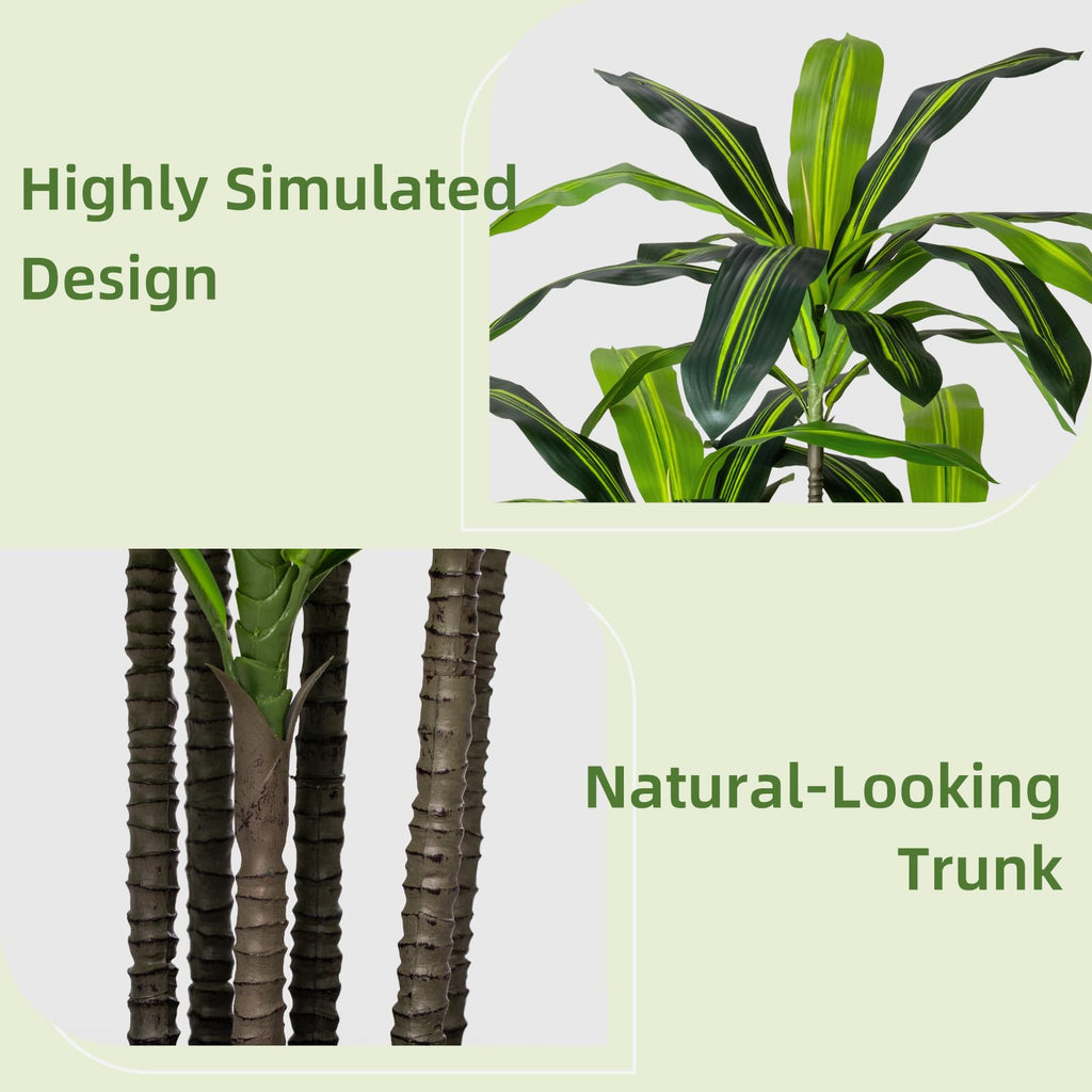 Artificial Plant 6FT Fake Dracaena Tree with Black Tall Planter