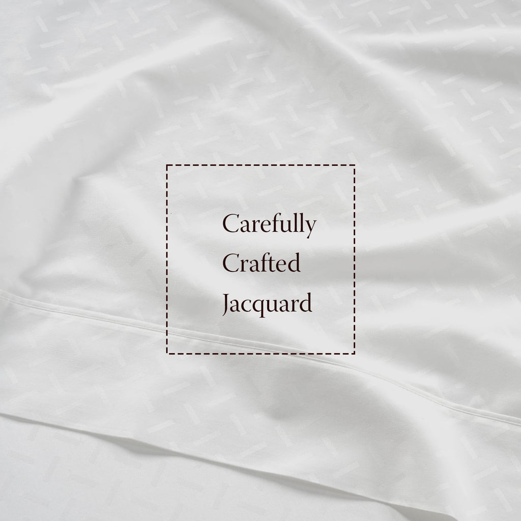 300 Thread Count Cotton Queen Sheet Set, Sateen, Jacquard, White