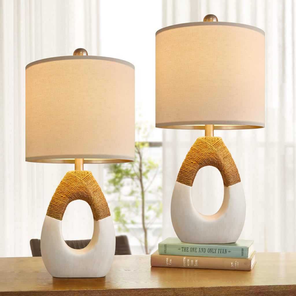 19'' Small Boho Table Lamps Set of 2 for Bedside