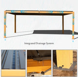 Louvered Pergola 10x16FT, Outdoor Wood Grain Pergola Aluminum Frame with Adjustable Rainproof Metal Roof