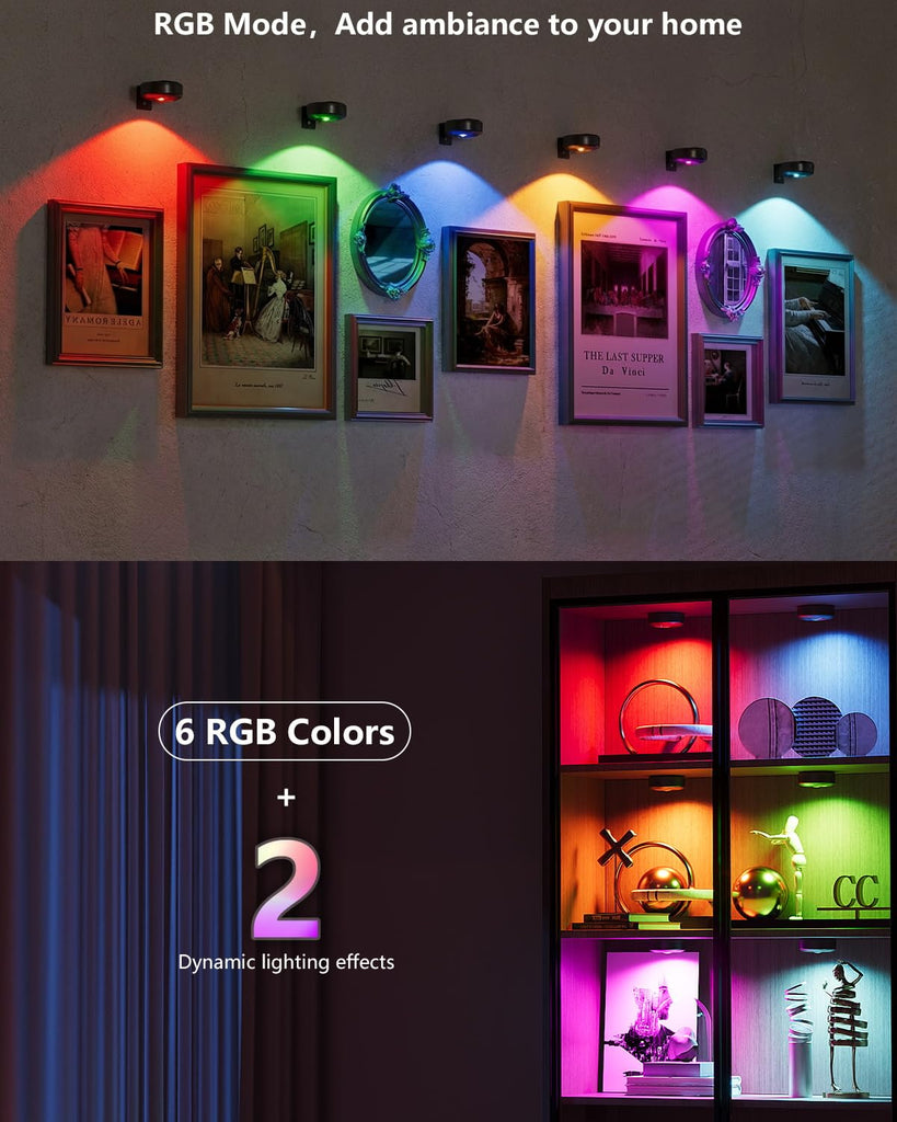 3.3" Picture Lights for Wall Spotlight, 2000mAh Rechargeable, 6Pack, Black