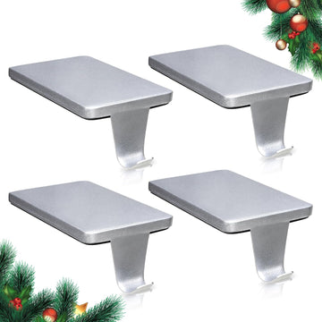 Christmas Stocking Holders for Mantle Set of 4, Silver Heavy Duty Iron Stocking Hangers Base, Low Profile Weighted