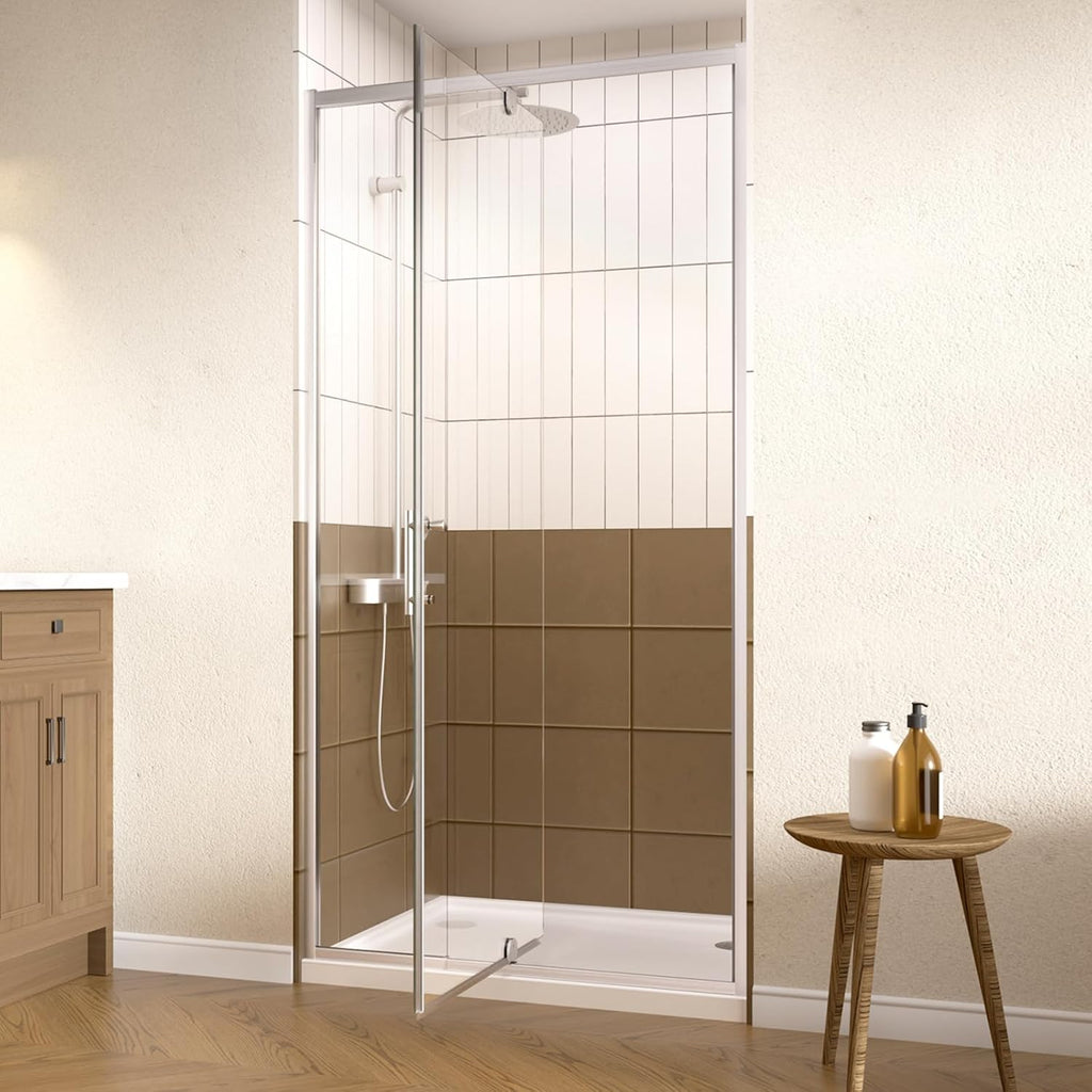 32-36" W x 72" Pivot Glass Shower Door, Semi-Frameless Pivot Swing Glass Shower Door