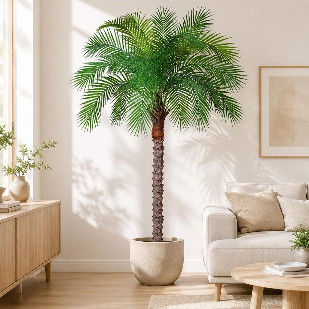 6ft Artificial Phoenix Palm Tree, Faux Coconut Silk Tropical Fake Palm Plant Outdoor Home Office Patio Bathroom Pool