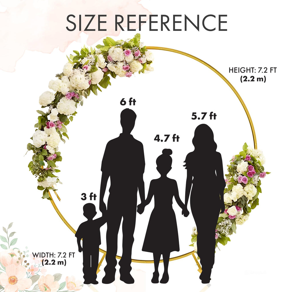 7.2 ft Round Backdrop Stand - Gold Circle Arch Stand for Parties & Balloons