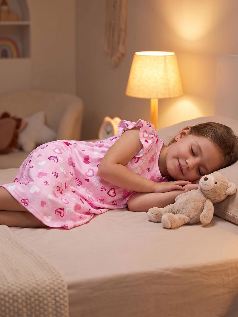 Girls Nightgowns, Soft Pajama Dress for Toddler Girl, 2 PCS