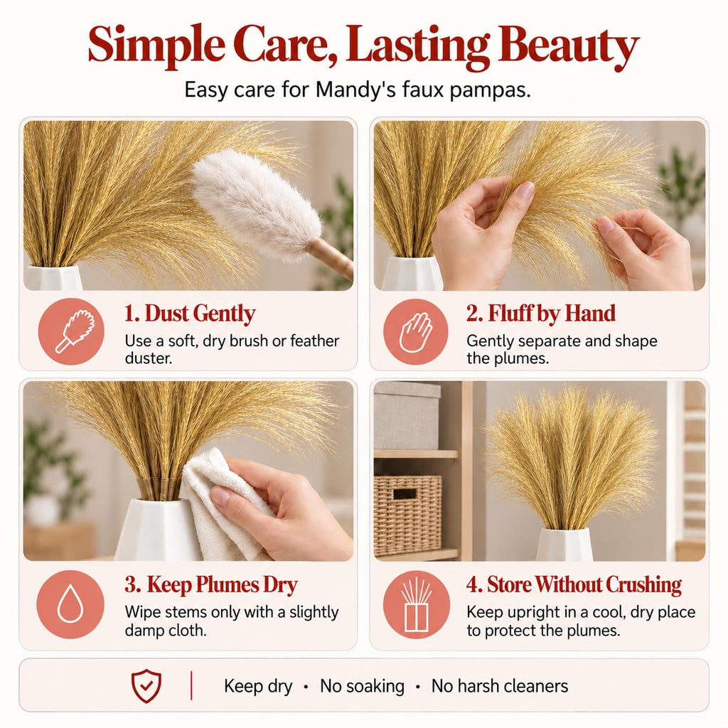 20 Stems Gold Faux Pampas Grass Centerpieces
