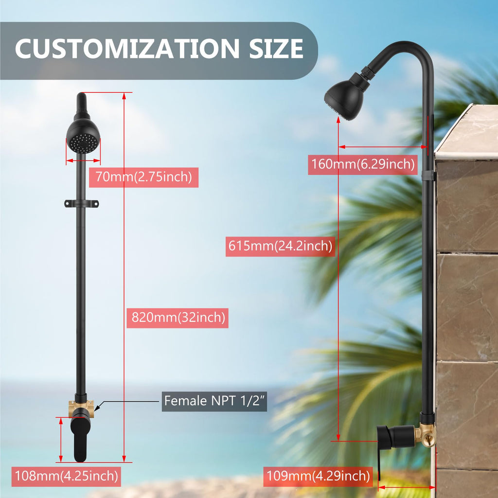 Outdoor Shower Kit,Outside Shower with Single Handle,Matte Black