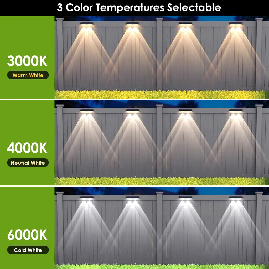 Solar Fence Lights Outdoor, IP65 Waterproof LED, 3 Mode, 12H, Black, 12PK