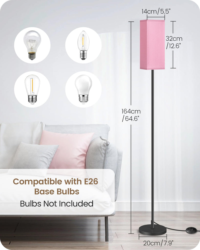 2 Pack Floor Lamp, Pole Lamp with Foot Switch, Modern Standing Lampshade, Minimalist Freestanding Lamp (Bulb Not