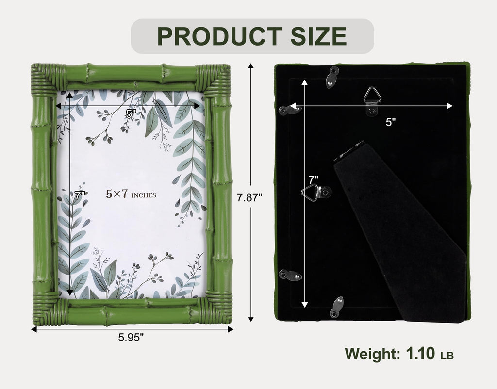 5x7 Picture Frame Bamboo, Photo Frame Resin with Antique Finish for Wall or Tabletop Display Resin Frame for Wedding