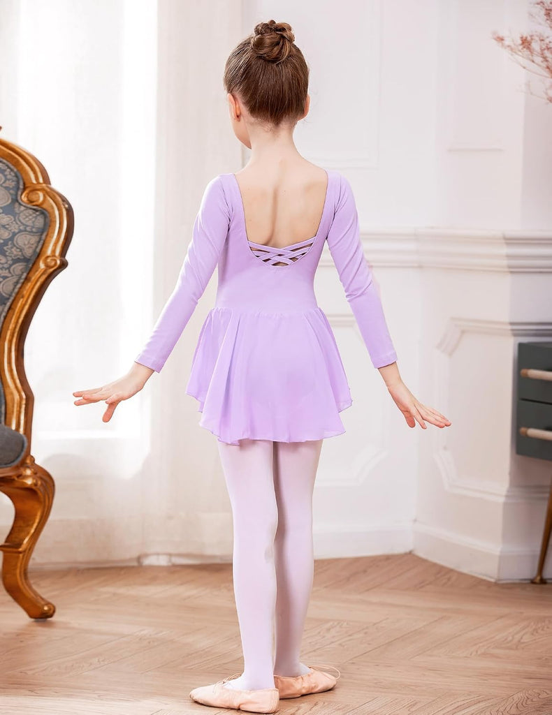 Kids Girls Classic Long Sleeve Leotard Dance Ballet Dress