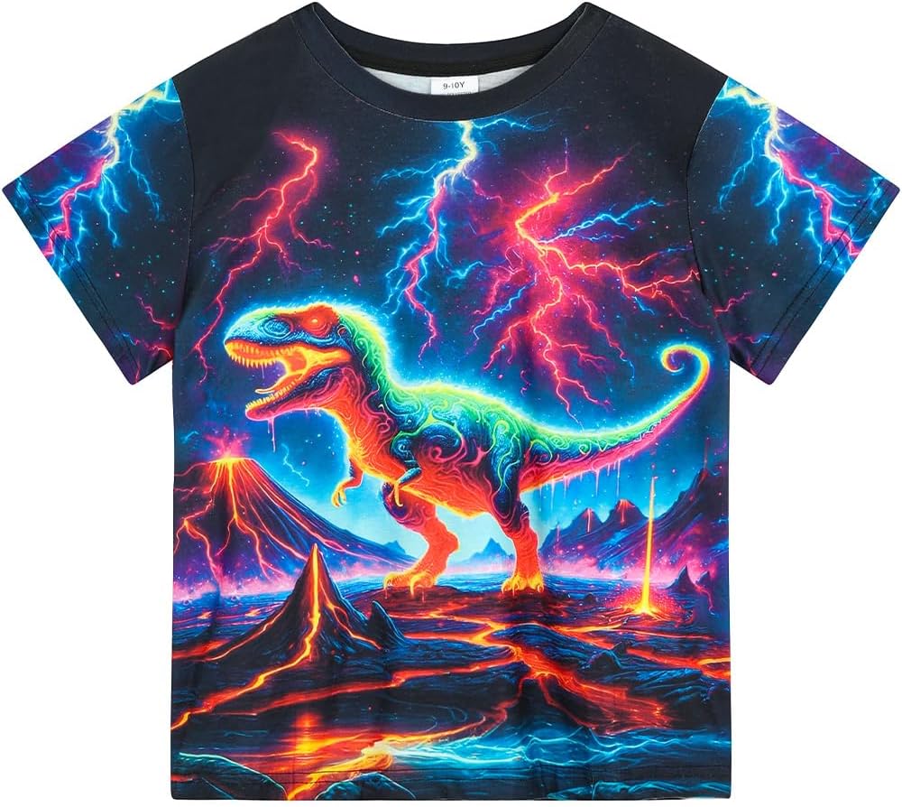 Neon Shirts for Boys Girls, 3D Party Crew Neck Short Sleeve T-Shirts for Kids Graphic Tees