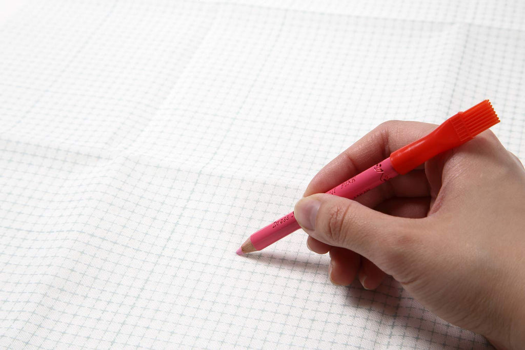 Sashiko 100% Cotton Sewing Cloth (42.5 inch x 19.6 inch) with Grid Line and Fabric Marking Pencil Set (White)