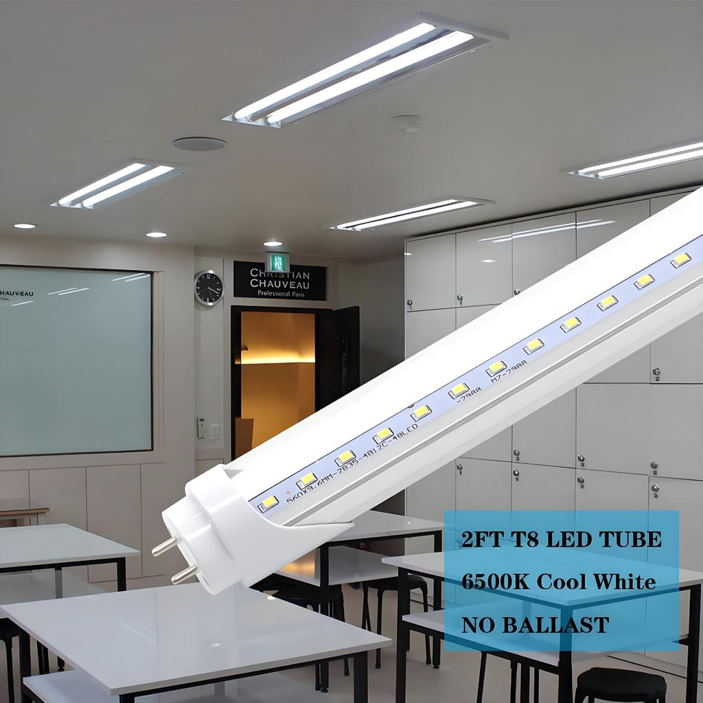 T8 T10 T12 2FT LED Light Tube - 8W 24 Inch Led Fluorescent Tube Replacement, 20W Equivalent, 1120 Lm, 6500K Cool