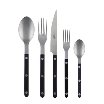 5-Piece Flatware Set - Bistrot Vintage Collection - Knives, Forks, Soup Spoons, Teaspoons & Dessert Forks - Stainless