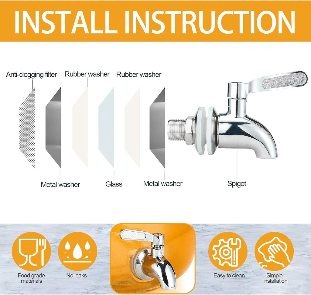 2 Gallon with Stand & Fruit Infuser, Stainless Steel Spigot - for Parties, Drink Dispensers with Lids for Lemonade