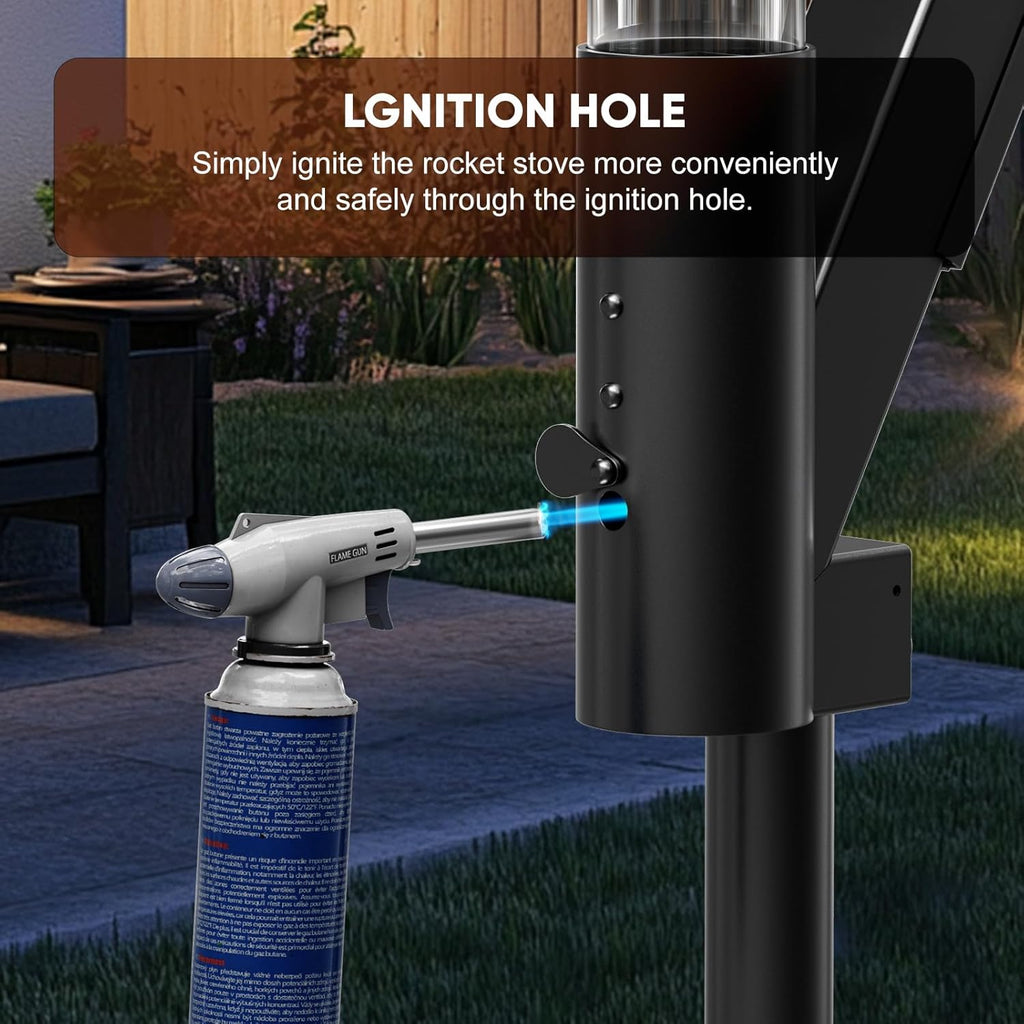 New Rocket Stove 58 Inch, Smokeless Wood Pellet Patio Heater, Wood Pellet Fire Pits for Outside, Portable Pellet Heater