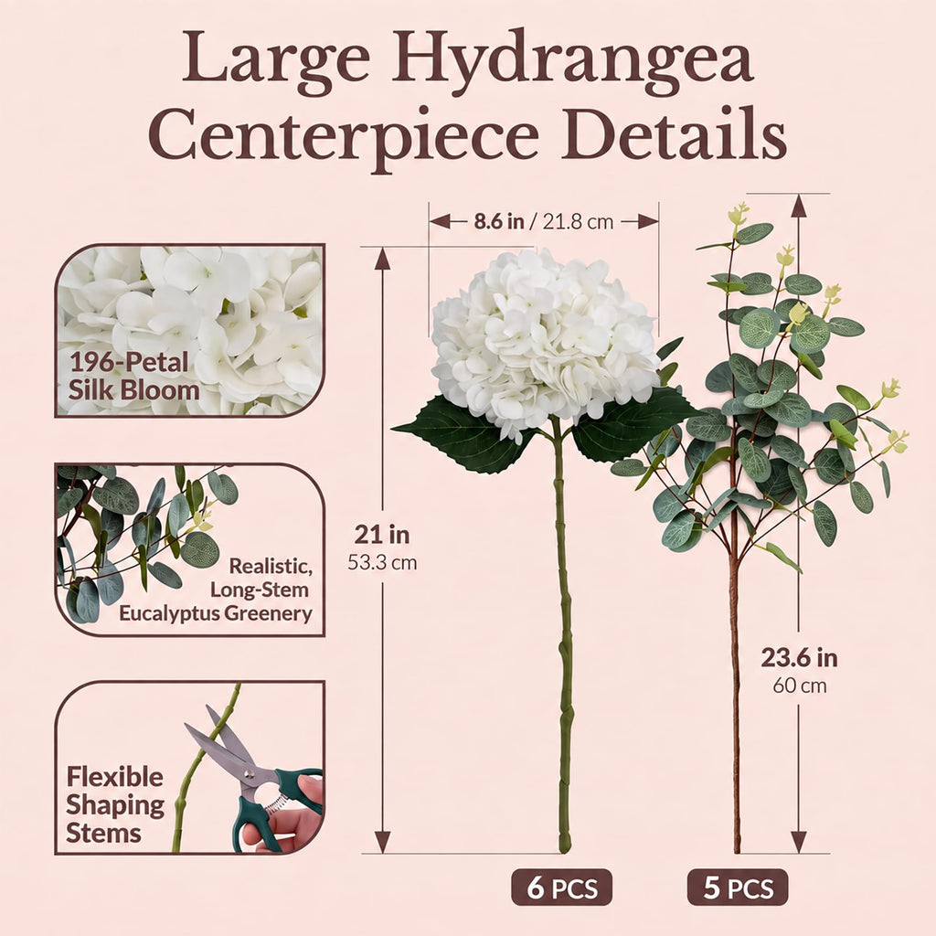 196-Petal Artificial & 9-Branch Eucalyptus Arrangement