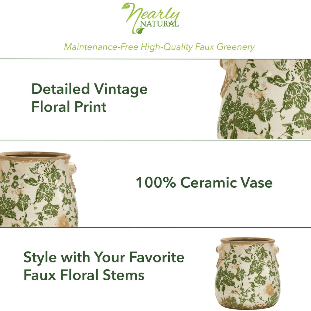 10 in Tuscan Ceramic Green Scroll Planter Decor