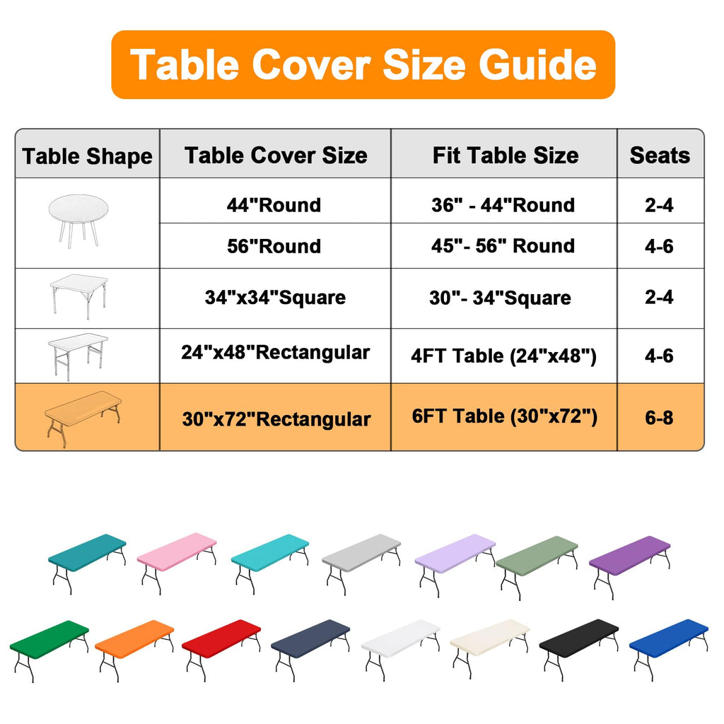 2 Pack Table Covers for 6 Foot Tables Rectangle Fitted Black