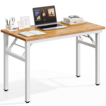 35.8 Inch Small Folding Computer Desk, Teak White