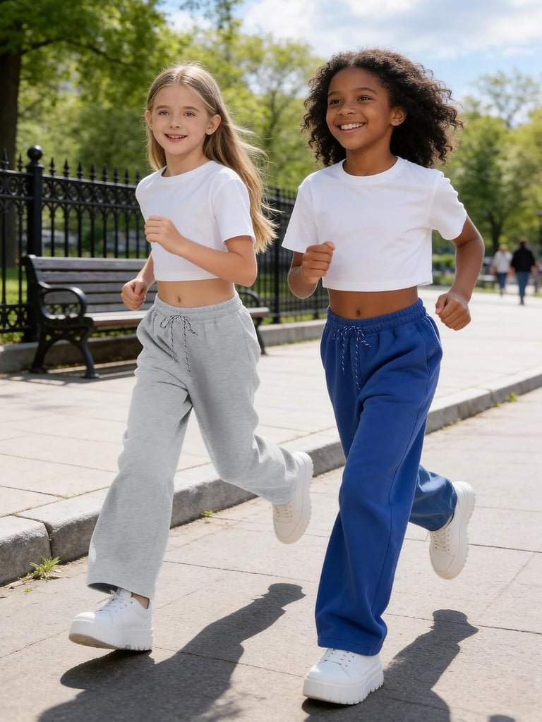 Girls Sweatpants Wide Leg Baggy Drawsting Sweat Pants for Girls Kids Athletic Trackpant Joggers