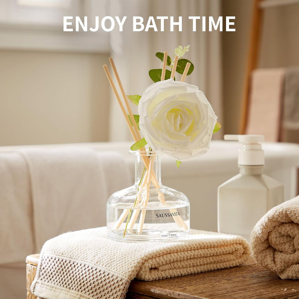 Reed Diffusers Set, 7.10 oz Flower Scented Diffuser with 7 Sticks, Long Lasting Home Fragrance for 120 Days, Perfect