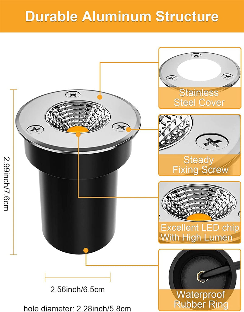 Low Voltage Landscape Lights Well Lights Landscape LED in Ground Light IP67 Waterproof Outdoor Landscape Lighting