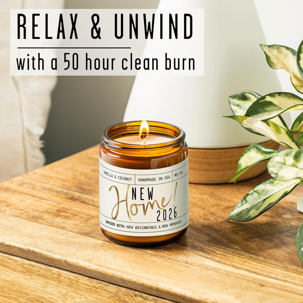 House Warming Gifts New Home, Housewarming Gifts New Home '2026' Soy Candle, w/Vanilla, Coconut & Vetiver I for New