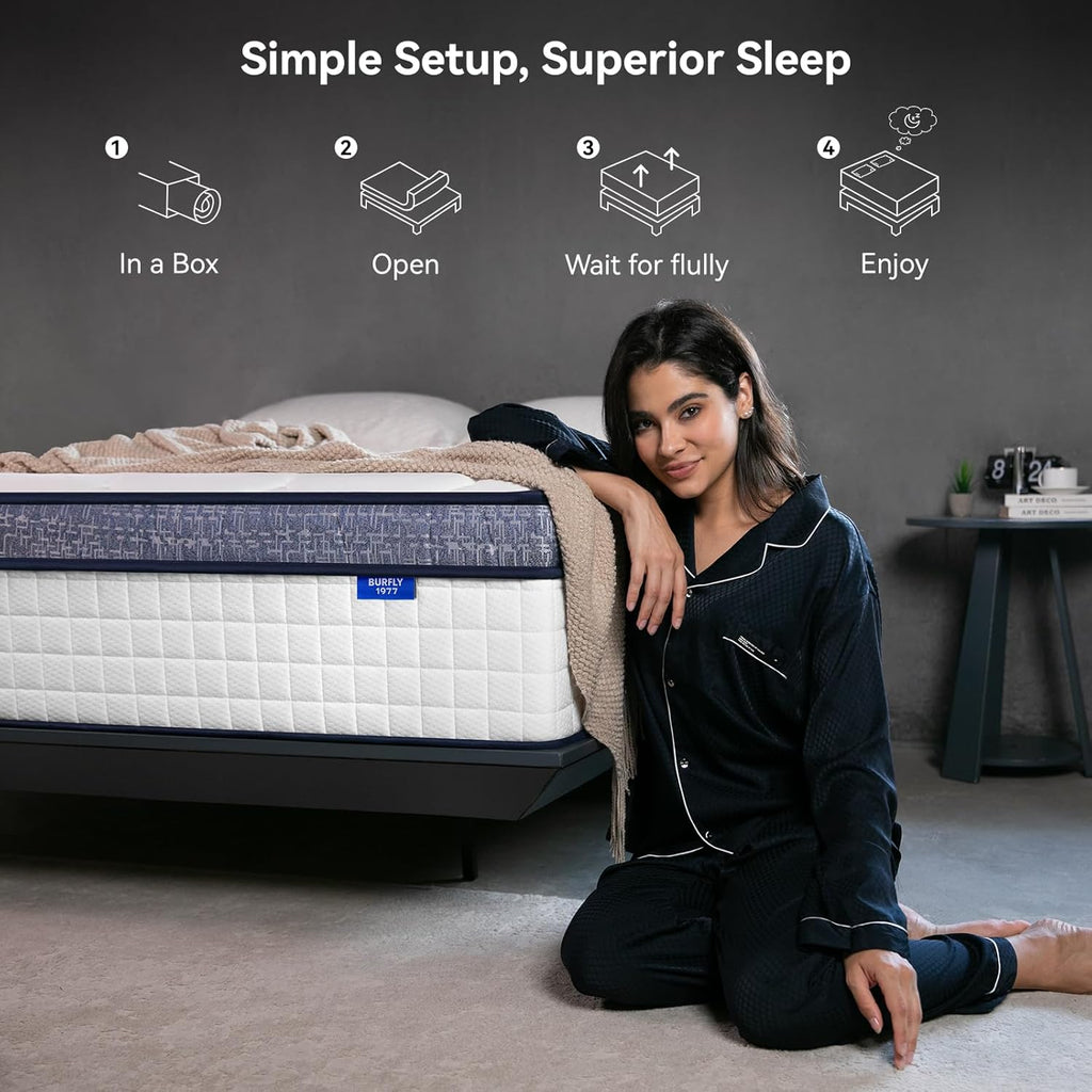 King Size Mattress , 12 Inch Luxury Hybrid King Mattress in a Box, Cooling Gel Memory Foam&Pocket Springs,Medium