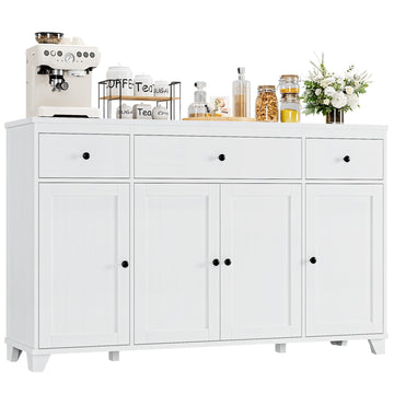 55" Kitchen Buffet Cabinet with Storage, Sideboard with Drawer, White