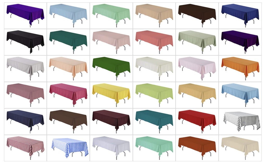 60 x 102-Inch Rectangular Polyester Tablecloth - Made in USA - Wrinkle-Resistant, Flame Retardant, Durable Party