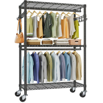 R2 Plus Clothes Rack Heavy Duty Rolling Closet for Hanging Clothes