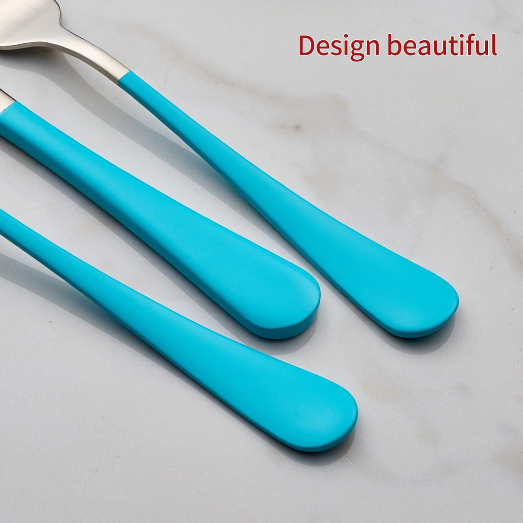 20-Piece Blue Silverware Set 18/0 Stainless Steel Flatware Blue Handle Cutlery Set Service for 4 Dinner Knives Forks