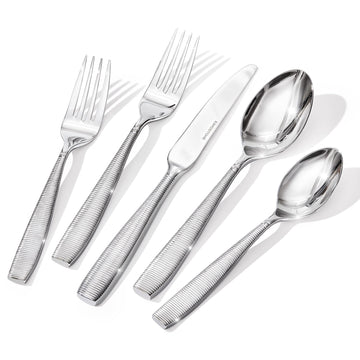 20-Piece Ribbed Silverware Set, 18/10 Stainless Steel Flatware