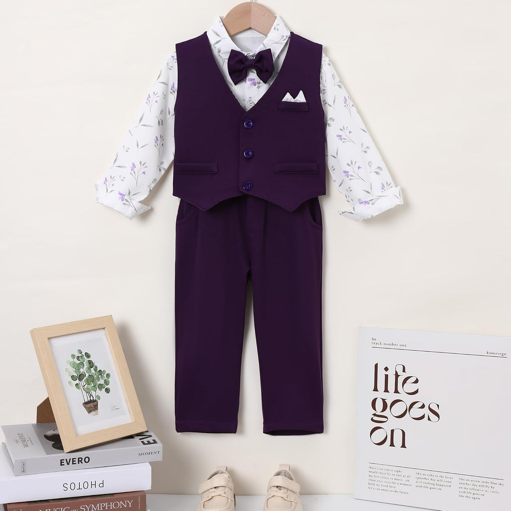 Boy Suit - Boys Wedding Formal Outfits 5 Piece Set