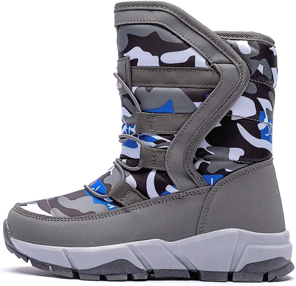 Boys Snow Boots Winter Waterproof Slip Resistant Cold Weather Shoes (Toddler/Little Kid/Big Kid)