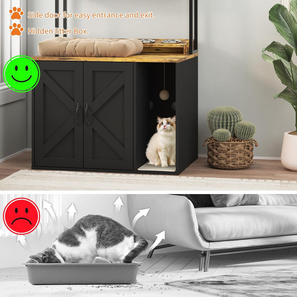 53" H Cat Litter Box Enclosure Hidden Litter Box Furniture
