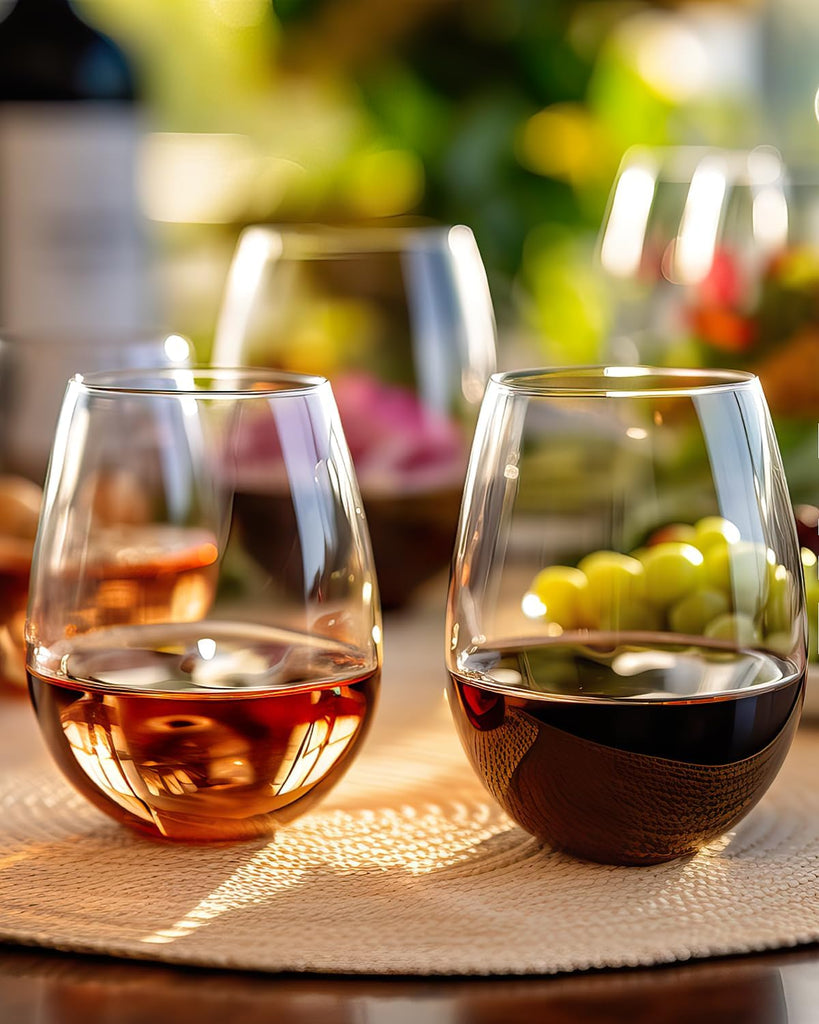 Stemless Wine Glasses(Set of 4)-20 oz,Crystal Wine Cups for Red or White Wine,Large Water Juice Glasses,No Stem Glass