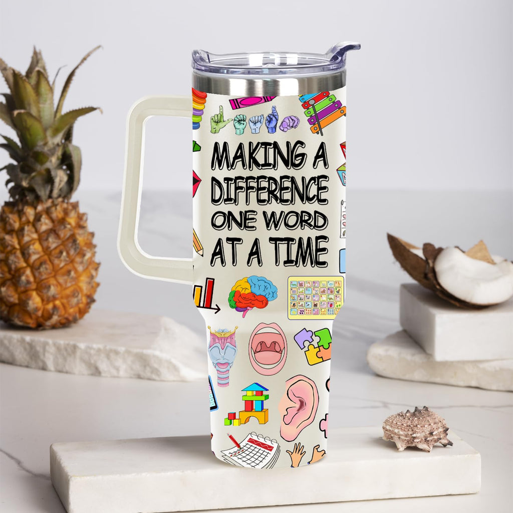 40 Oz Speech Language Pathologist Tumbler Cup Speech Therapy Gift SLP Gifts Stainless Steel Insulated Travel Coffee
