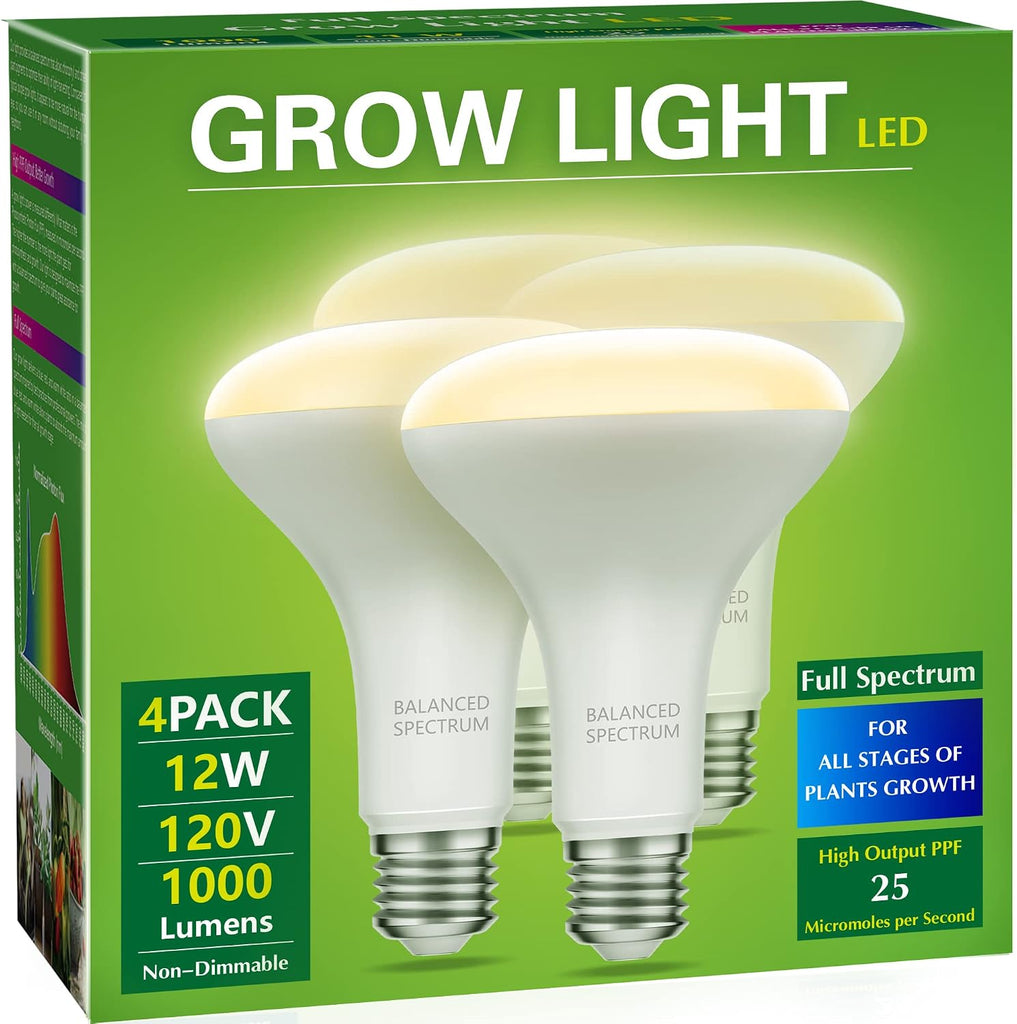 LED Grow Light Bulb 4 Pack & 3 Hanging Grow Light