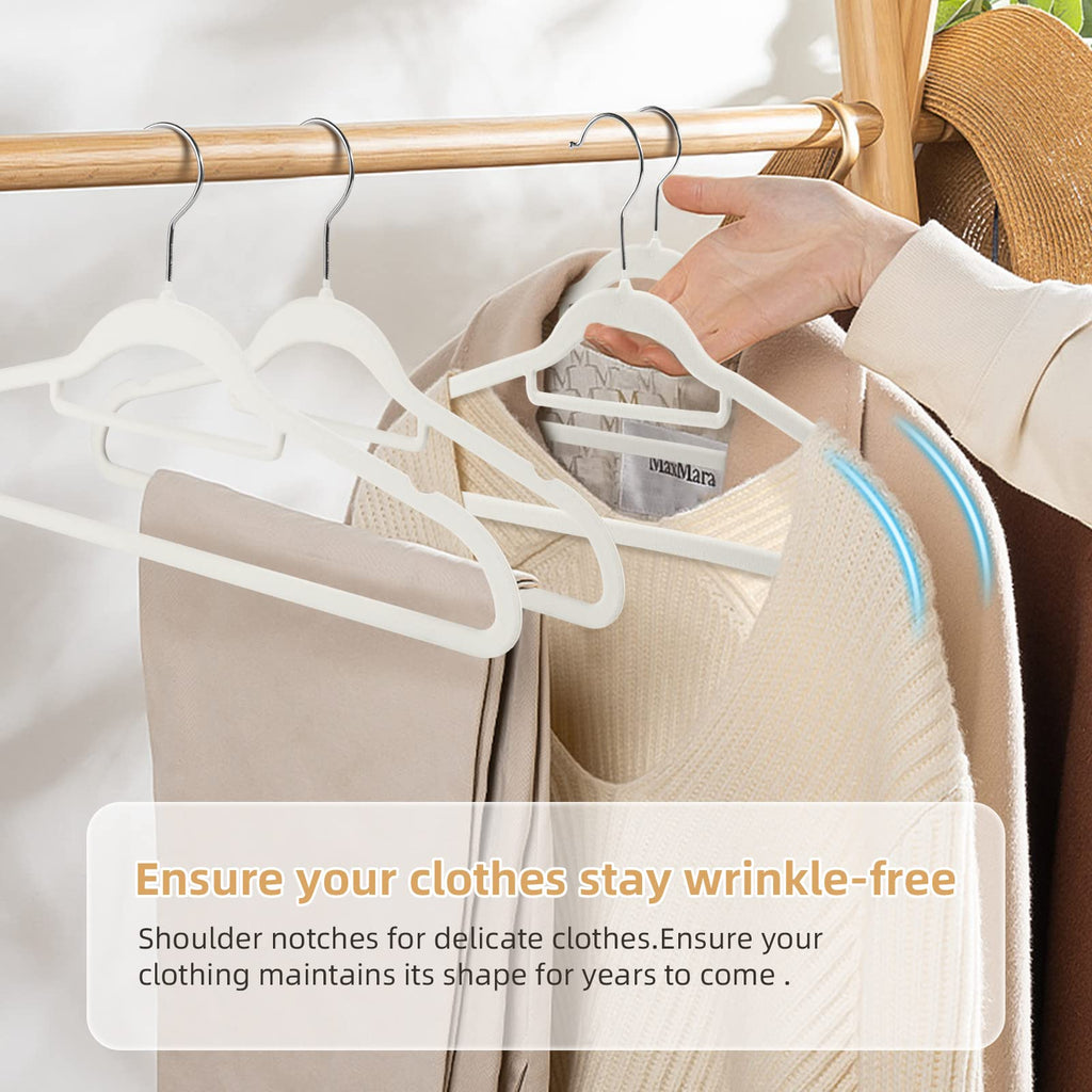 Velvet Clothing Hangers Non-Slip White Suit Hanger Space Saving Clothes Hanger Heavy Duty Adult Hanger Hangers with