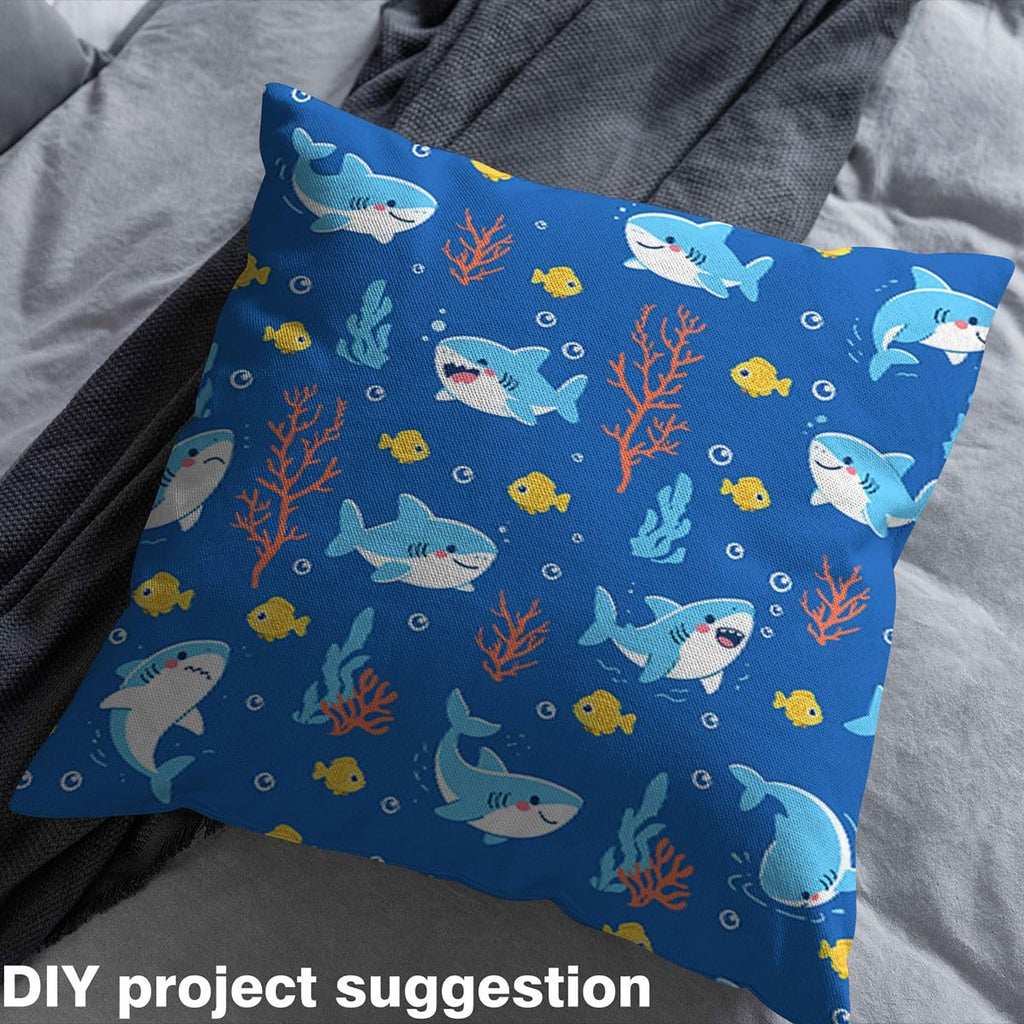 Cute Whale Soft Polyester, Underwater Watercolor Coral Washable Material for Handmade Supplies No Stretch Ocean