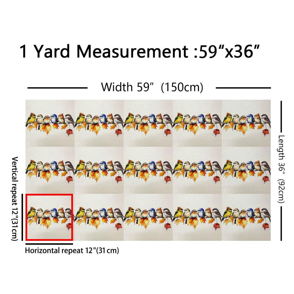 Birds Fabric by The Yard 10 Yards Maple Leaves Rustic Birds Upholstery Fabric Birds On The Branch Decorative