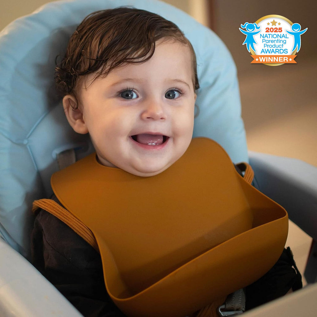 Silicone Baby Bibs Set of 2, BPA Free Waterproof Baby Bibs for Eating, Soft Adjustable Silicone Bibs for Babies 6-12