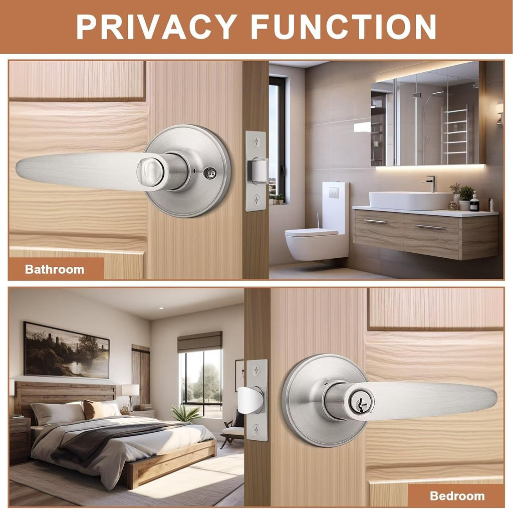 (3 Pack Keyed Entry Door Lever Lock Door Handleset,(keyed Alike) Each with 3 Keys All Same Key in Satin Nickel