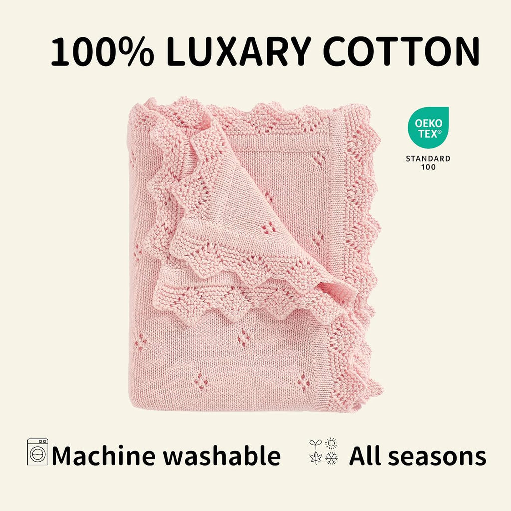 Cotton Baby Blanket Knitted Crochet Receiving Crib