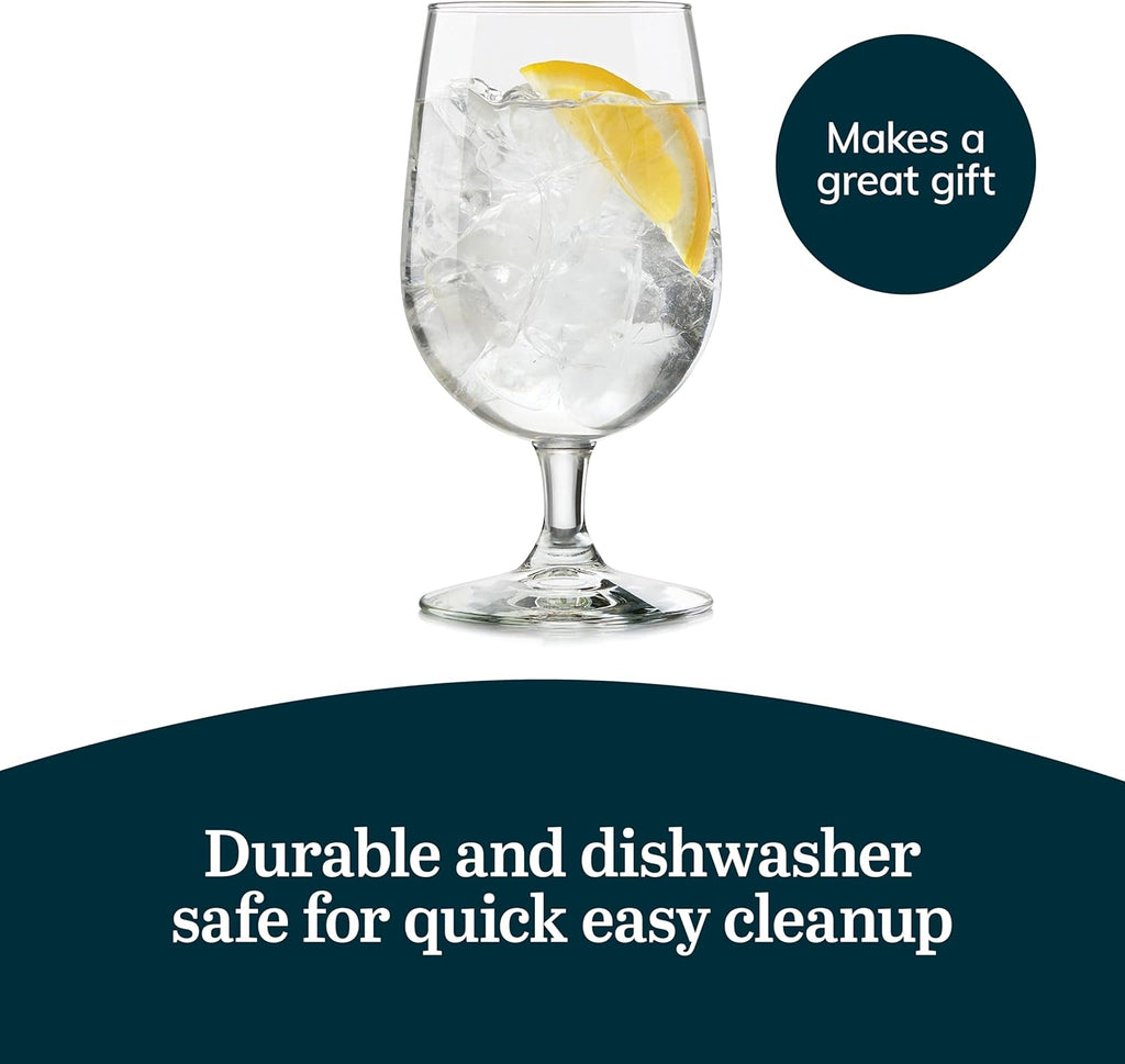 Entertaining Essentials Stemmed Water Glasses, Clear Multi-Purpose Water Goblet Set of 6, Dishwasher Safe 16 oz