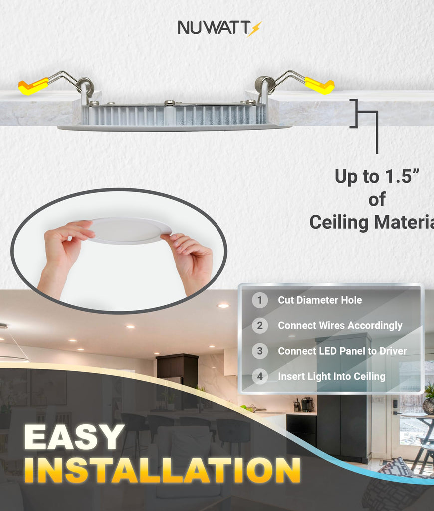 Canless Recessed Lighting 6 Inch, 2700K-5000K, Dimmable, ETL, 6 Pack